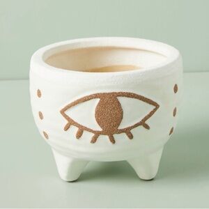 Anthropologie Nazar Footed Planter Pot Eye Design Boho Decor